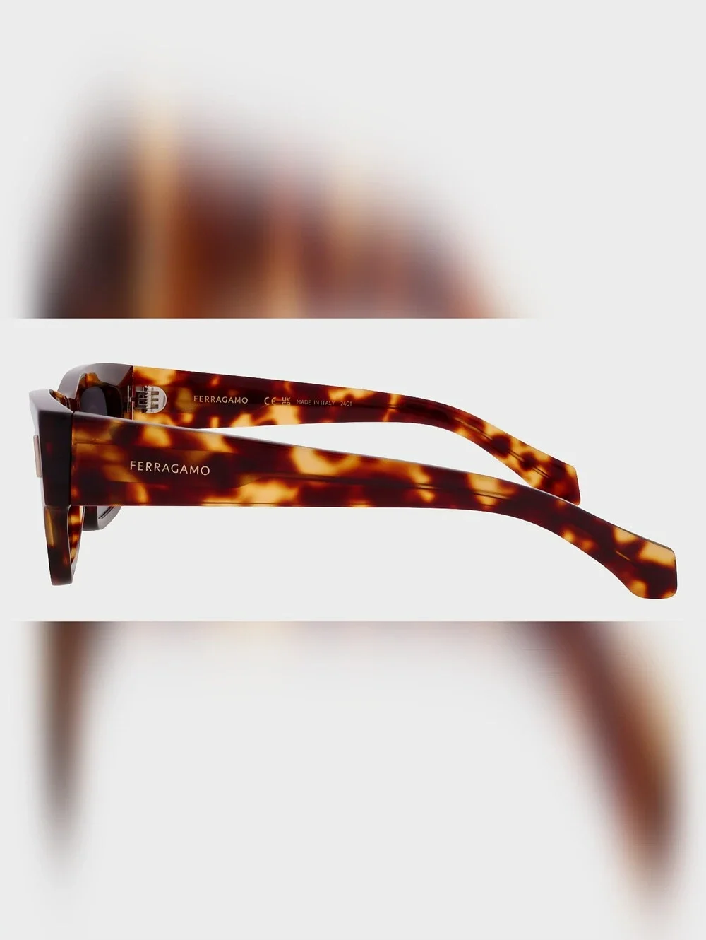 Ferragamo Tortoiseshell Rectangular Sunglasses - Brown & Amber